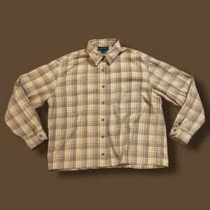 Lauren Ralph Lauren Flannel Shirt Womens Brown Plaid 100% Cotton Size L